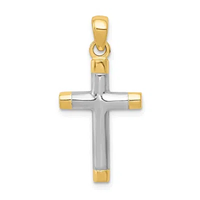 Diamond2deal 14k Yellow Gold Rhodium Cross Pendant