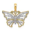 Diamond2deal 14k Yellow Gold Rhodium Diamond-cut Butterfly Charm In Yellow