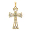 Diamond2deal 14k Yellow Gold Rhodium Diamond-cut Cross Charm In Yellow