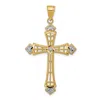 Diamond2deal 14k Yellow Gold Rhodium Diamond-cut Cross Pendant In Yellow