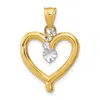 Diamond2deal 14k Yellow Gold Rhodium Diamond-cut Heart Charm In Yellow
