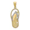 Diamond2deal 14k Yellow Gold Rhodium Dolphin In Flip Flop Charm In Yellow