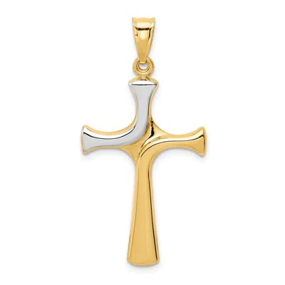 Diamond2deal 14k Yellow Gold Rhodium Fancy Cross Pendant