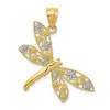 Diamond2deal 14k Yellow Gold Rhodium Filigree Dragonfly Pendant In Yellow