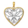 Diamond2deal 14k Yellow Gold Rhodium Filigree Heart Charm In Yellow