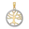 Diamond2deal 14k Yellow Gold Rhodium Large Tree Of Life Round Frame Charm In Yellow