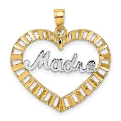Diamond2deal 14k Yellow Gold Rhodium Madre In Heart Charm