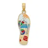 Diamond2deal 14k Yellow Gold Rhodium Multi-colored 3d Enamel Beach Scene On Flip-flop Charm In Yellow