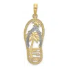 Diamond2deal 14k Yellow Gold Rhodium Palm Tree Flip-flop Charm In Yellow