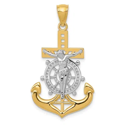 Diamond2deal 14k Yellow Gold Rhodium Polished Mariners Crucifix Pendant