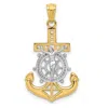 Diamond2deal 14k Yellow Gold Rhodium Polished Mariners Crucifix Pendant In Yellow