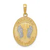 Diamond2deal 14k Yellow Gold Rhodium Reversible Guardian Angel Prayer Pendant In Yellow