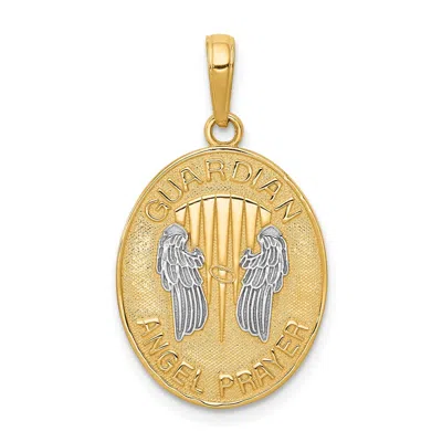 Diamond2deal 14k Yellow Gold Rhodium Reversible Guardian Angel Prayer Pendant