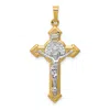 Diamond2deal 14k Yellow Gold Rhodium St. Benedict Hollow Medal Inri Crucifix Pendant In Yellow