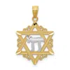 Diamond2deal 14k Yellow Gold Rhodium Star Of David Pendant In Yellow