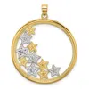 Diamond2deal 14k Yellow Gold Rhodium Stars In Round Frame Charm In Yellow