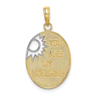 Diamond2deal 14k Yellow Gold Rhodium You Are My Sunshine Cut-out Sun Charm