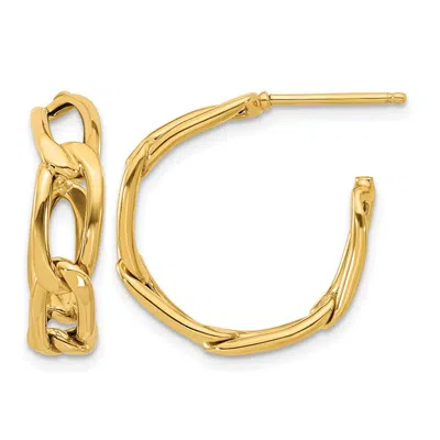 Diamond2deal 14k Yellow Gold Round Link Post Hoop Earrings