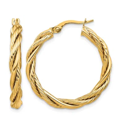 Diamond2deal 14k Yellow Gold Round Twisted Hoop Earrings