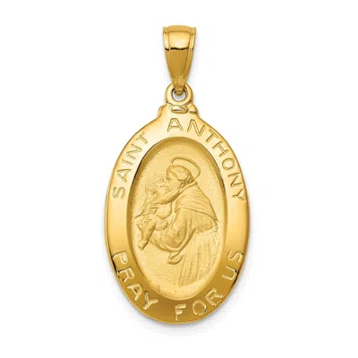 Diamond2deal 14k Yellow Gold Saint Anthony Oval Medal Hollow Pendant