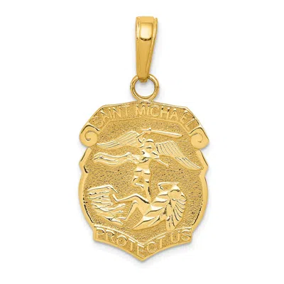 Diamond2deal 14k Yellow Gold Saint Michael Medal Badge Pendant