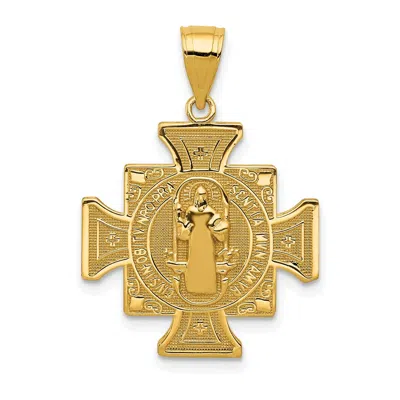 Diamond2deal 14k Yellow Gold San Benito 2-sided Cross Pendant
