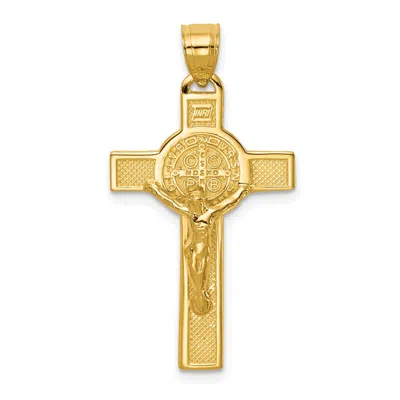 Diamond2deal 14k Yellow Gold San Benito 2-sided Crucifix Pendant