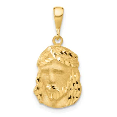 Diamond2deal 14k Yellow Gold Satin And Diamond-cut Jesus Medal Pendant