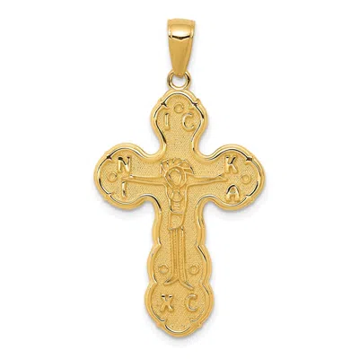 Diamond2deal 14k Yellow Gold Satin Crucifix Pendant