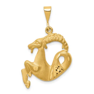 Diamond2deal 14k Yellow Gold Satin Diamond-cut Capricorn Zodiac Charm