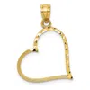 Diamond2deal 14k Yellow Gold Satin Diamond-cut Crooked Heart Pendant In Yellow