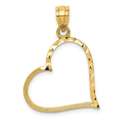 Diamond2deal 14k Yellow Gold Satin Diamond-cut Crooked Heart Pendant
