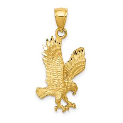 Diamond2deal 14k Yellow Gold Satin Diamond-cut Eagle Pendant