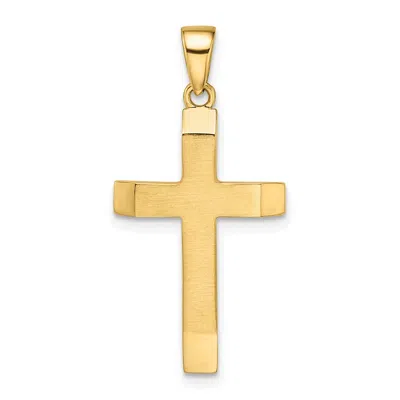 Diamond2deal 14k Yellow Gold Satin Polished Beveled Medium Latin Cross Pendant