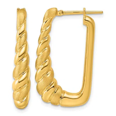 Diamond2deal 14k Yellow Gold Satin Shrimp Hoop Earrings In Brown