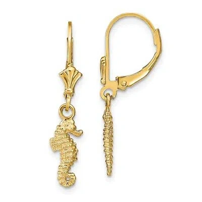 Pre-owned Diamond2deal 14k Yellow Gold Seahorse Drop And Dangle Earrings For Women 1.69g