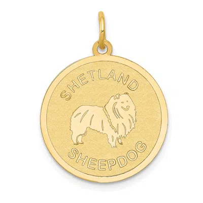 Diamond2deal 14k Yellow Gold Shetland Sheep20mm Disc Dog Charm Pendant