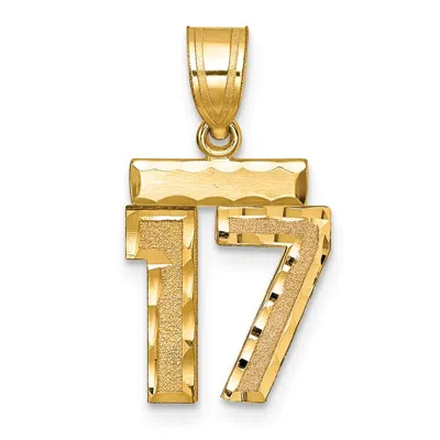 Diamond2deal 14k Yellow Gold Small Brushed Diamond-cut Number Charm Pendant In Gray