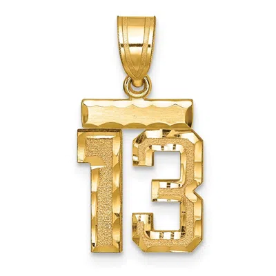 Diamond2deal 14k Yellow Gold Small Brushed Diamond-cut Number Charm Pendant