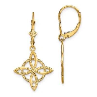Pre-owned Diamond2deal 14k Yellow Gold Small Celtic Eternity Knot Drop And Dangle Earrings For Women