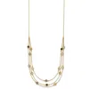 Diamond2deal 14k Yellow Gold Smoky Quartz White Quartz 3-strand Drop Necklace