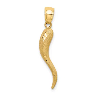 Diamond2deal 14k Yellow Gold Solid Diamond-cut Italian Horn Charm