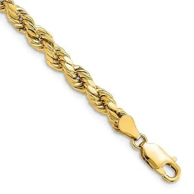Pre-owned Diamond2deal 14k Yellow Gold Solid Diamond-cut Rope Chain Bracelet 7'' W- 4.9mm 3.46g