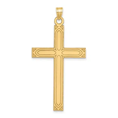 Diamond2deal 14k Yellow Gold Solid Laser Etched Cross Pendant