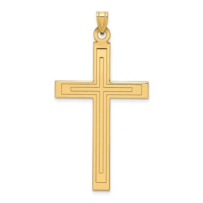 Diamond2deal 14k Yellow Gold Solid Laser Etched Cross Pendant