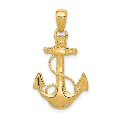 Diamond2deal 14k Yellow Gold Solid Polished Anchor Pendant