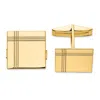 Diamond2deal 14k Yellow Gold Square Line Design Men's Cuff Links