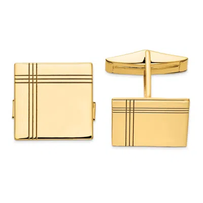 Diamond2deal 14k Yellow Gold Square Line Design Men's Cuff Links