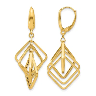 Diamond2deal 14k Yellow Gold Squares Drop Dangle Earrings