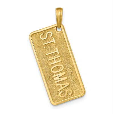 Diamond2deal 14k Yellow Gold St. Thomas License Plate Pendant